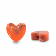 Piedras Naturales abalorios coraz&oacute;n Naranja-blanco-marr&oacute;n