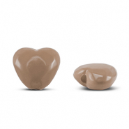 Abalorios acrílicos corazón Marrón taupe