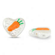 Abalorios acrílicos corazón con zanahoria Perla-naranja-verde