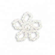 Colgantes llamativos abalorios faceteados & perlas flor Blanco nacar-transparente