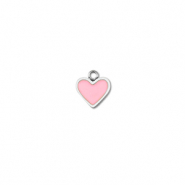 Colgantes Acero Inox coraz&oacute;n Plateado-rosado
