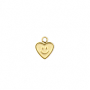 Colgantes Acero Inox coraz&oacute;n con smiley Dorado
