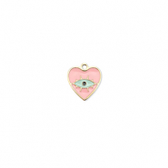 Colgantes Acero Inox coraz&oacute;n con ojo providencia Dorado-rosado