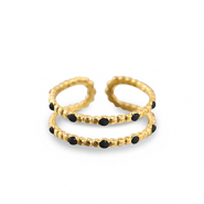 Anillos Acero Inox con puntos Dorado-negro
