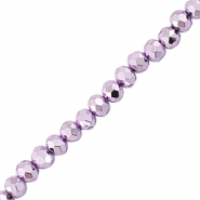 Abalorios faceteados disco 4x3mm P&uacute;rpura met&aacute;lico