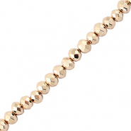 Abalorios faceteados disco 4x3mm Champagne met&aacute;lico
