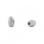 Abalorios de acero inox faceteados &oacute;valo Plateado
