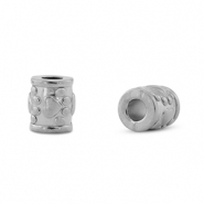 Abalorios de acero inox tubo huella de perro Plateado