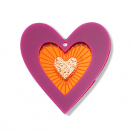 Colgantes llamativos coraz&oacute;n P&uacute;rpura-naranja-dorado