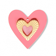 Colgantes llamativos coraz&oacute;n Rosa-dorado