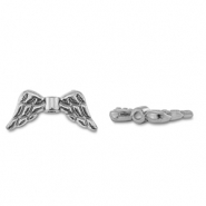 Abalorios de acero inox alas de ángel Plateado