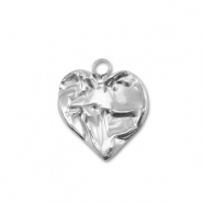 Colgantes Acero Inox coraz&oacute;n Plateado