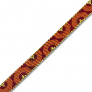 Cinta con texto medio c&iacute;rculo Rojo oscuro-naranja cobrizo-dorado