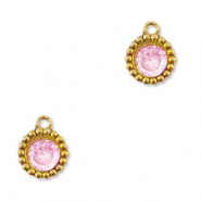Colgantes Acero Inox zirc&oacute;n redondos Dorado-rosa claro