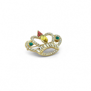 Broches corona Dorado-verde-rosa