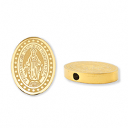 Abalorios Acero Inox óvalo religiosa Dorado