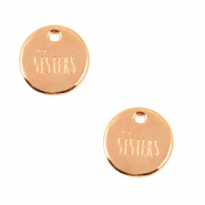 Colgantes met&aacute;licos DQ 12mm "sisters" Oro rosado (sin n&iacute;quel)