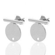 Fornituras DQ met&aacute;licas pendiente base barra con c&iacute;rculo 20x14mm plata vieja (sin n&iacute;quel)