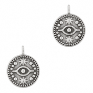 Colgantes met&aacute;licos DQ ojo 15mm Plata vieja (sin n&iacute;quel)