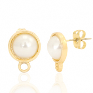 Fornituras metálicas DQ pendiente perla redondo 10mm con anilla Dorado (sin níquel)