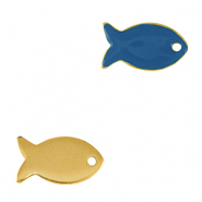 Colgantes metálicos DQ pez Dorado-azul cerúleo (sin níquel)