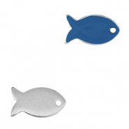 Colgantes metálicos DQ pez Plata vieja-azul cerúleo (sin níquel)