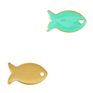 Colgantes metálicos DQ pez Dorado-azul veraman (sin níquel)