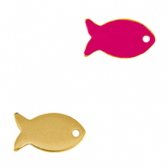 Colgantes metálicos DQ pez Dorado-rosa fucsia néon (sin níquel)