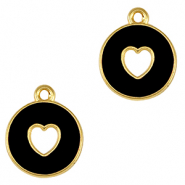 Colgantes metálicos DQ corazón Dorado-negro (sin níquel)