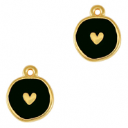 Colgantes metálicos DQ corazón Dorado-negro (sin níquel)