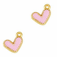 Colgantes met&aacute;licos DQ coraz&oacute;n Dorado-lila rosa (sin n&iacute;quel)