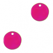 Colgantes metálicos DQ 10mm Dorado-rosa fucsia néon (sin níquel)