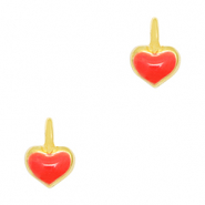 Colgantes met&aacute;licos DQ coraz&oacute;n Dorado-rojo (sin n&iacute;quel)