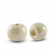 Abalorios de cerámica griega DQ 6mm Blanco crema