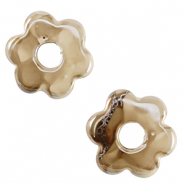 Abalorios de cerámica griega DQ flor Greige