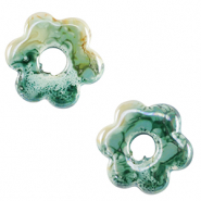 Abalorios de cerámica griega DQ flor Verde ola del mar-marrón