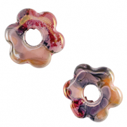 Abalorios de cerámica griega DQ flor Rosa-negro