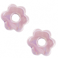 Abalorios de cerámica griega DQ flor Púrpura lavanda