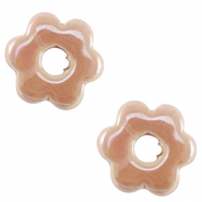 Abalorios de cerámica griega DQ flor Rosa rojizo