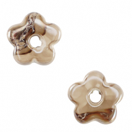 Abalorios de cerámica griega DQ flor Greige