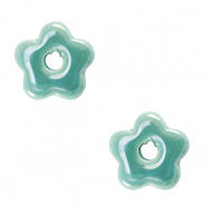 Abalorios de cerámica griega DQ flor Turquesa