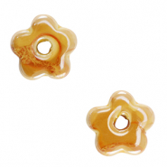 Abalorios de cerámica griega DQ flor Amarillo cálido