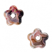 Abalorios de cerámica griega DQ flor Rosa-negro