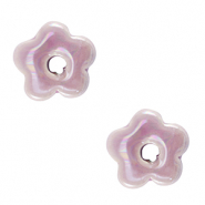 Abalorios de cerámica griega DQ flor Púrpura lavanda