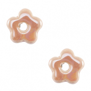 Abalorios de cerámica DQ Griegos flor Rosa rojizo