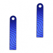 Colgantes llamativos barra & onda Azul real metálico