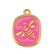 Colgantes metálicos DQ abeja Fucsia nacar-Dorado (sin níquel)