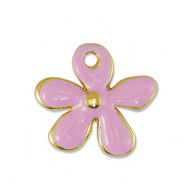 Colgantes metálicos DQ flor Rosa claro-Dorado (sin níquel)