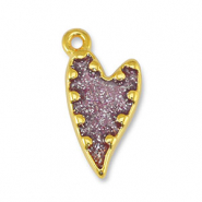 Colgantes met&aacute;licos DQ coraz&oacute;n Glitter Lila-Dorado (sin n&iacute;quel)