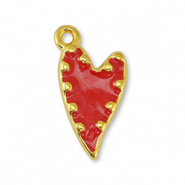 Colgantes met&aacute;licos DQ coraz&oacute;n Rojo nacar-Dorado (sin n&iacute;quel)